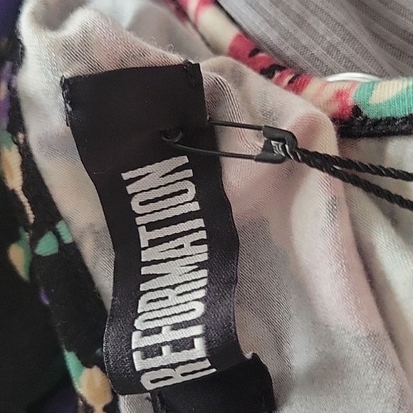 NWT Reformation XS Cha Cha Tank Skater Dress Midi Floral Black Jersey Fit Flare - Picture 13 of 16